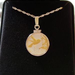 Hummingbird coin necklace